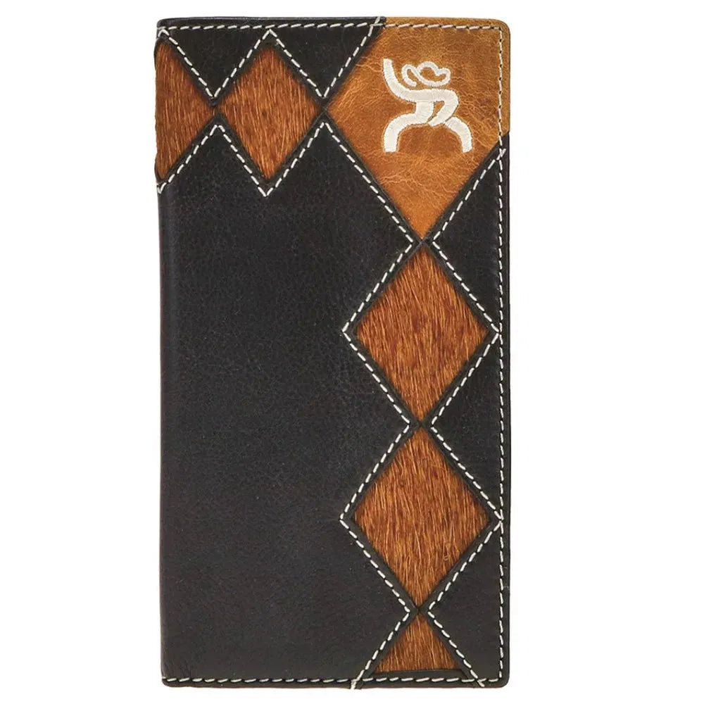 HOOey Leather Men's Rodeo Wallet - Ranger Style, Multiple Card Slots & Checkbook Holder (Black)