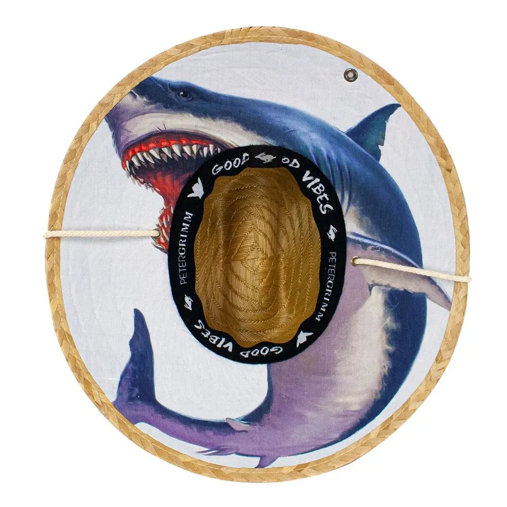 Peter Grimm White Shark - Rye Straw Lifeguard Hat - Hatcountry